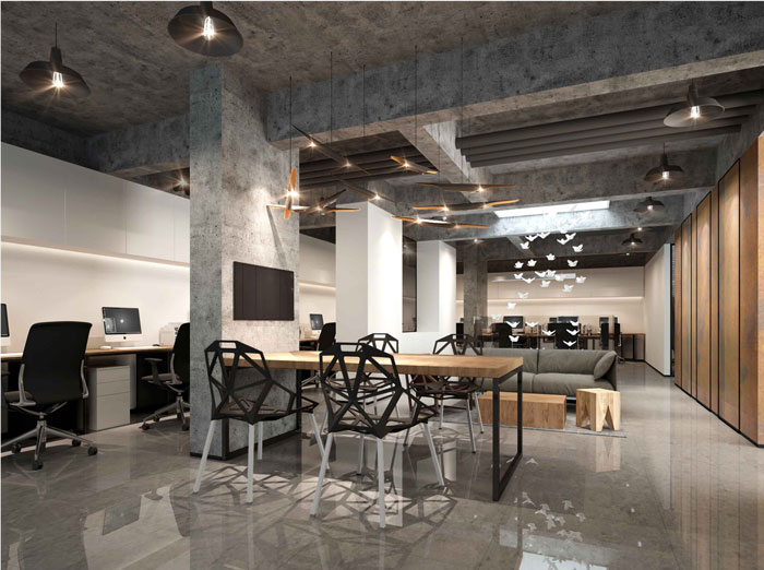 1500平方躍層辦公室二層辦公區(qū)域設計方案效果圖
