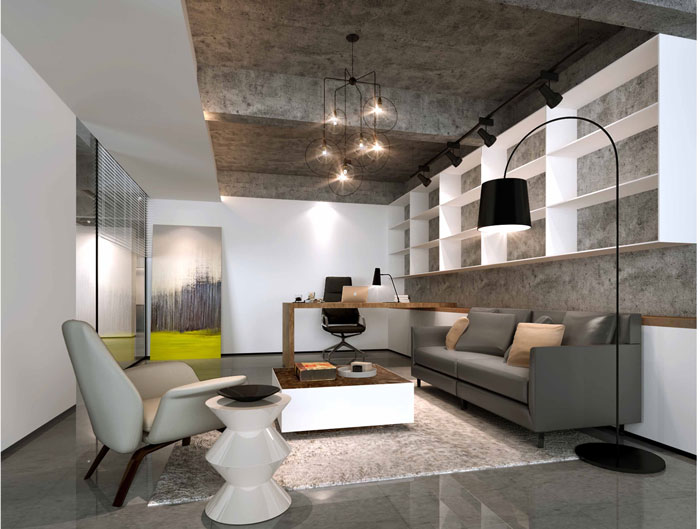 1500平方躍層總經(jīng)理辦公室設計方案效果圖