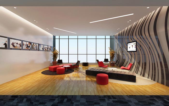 航空科技公司辦公室前臺接待裝修設(shè)計(jì)案例效果圖