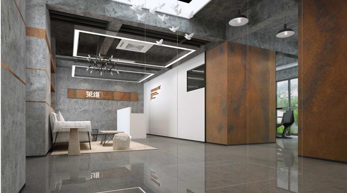 300平方中小型辦公室前臺裝修設(shè)計案例效果圖