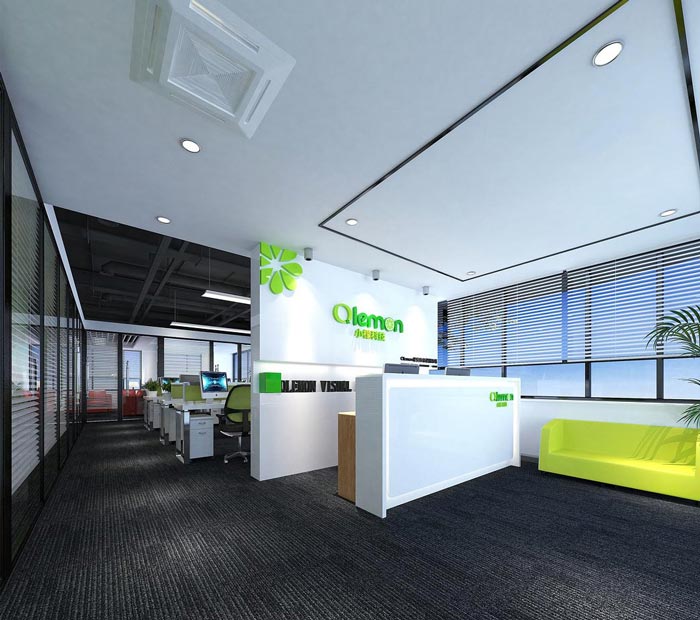 150平方小型創(chuàng)意辦公室前臺裝修設計案例效果圖