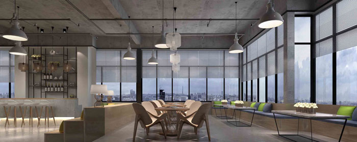 1300平方大型創(chuàng)意辦公室茶水間域裝修設(shè)計(jì)案例效果圖