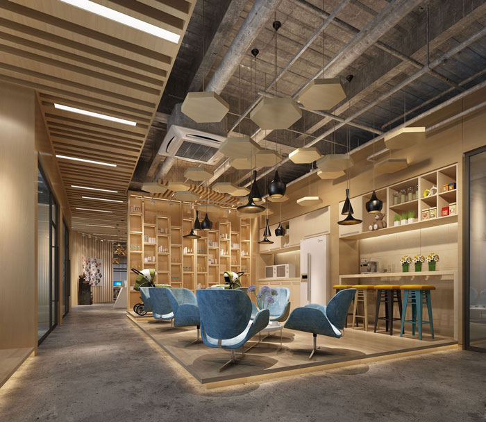 1000平方電子商務(wù)辦公室茶水間裝修設(shè)計(jì)案例效果圖