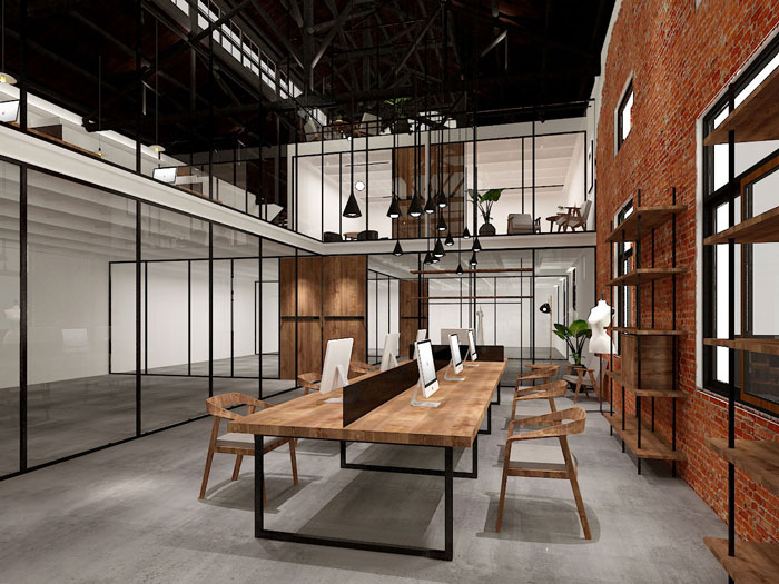 630平方中型創(chuàng)意辦公室一樓辦公區(qū)域裝修設(shè)計(jì)案例效果圖