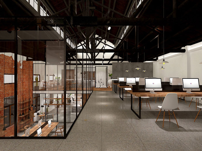 630平方中型創(chuàng)意辦公室二樓辦公區(qū)域裝修設(shè)計(jì)案例效果圖