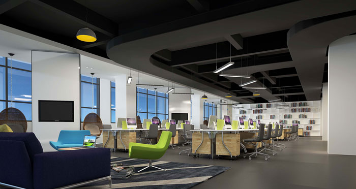 1500平方大型創(chuàng)意辦公室辦公區(qū)域裝修設(shè)計案例效果圖