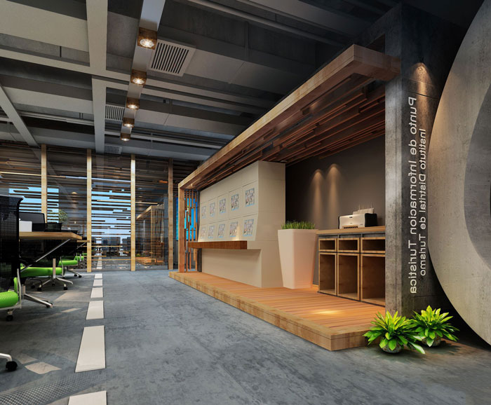 1100平方大型創(chuàng)意辦公室過道裝修設(shè)計案例效果圖