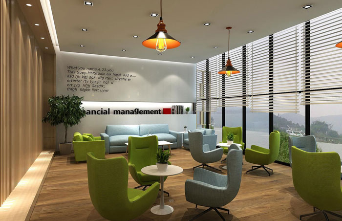 小型金融公司辦公室前臺接待裝修設(shè)計案例效果圖