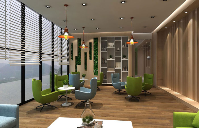 小型金融公司辦公室接待區(qū)域裝修設(shè)計案例效果圖