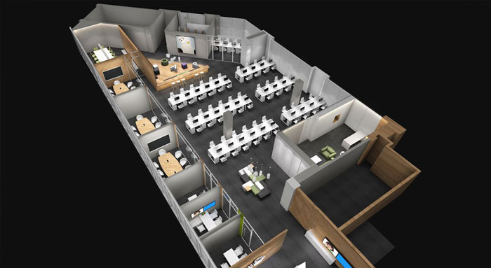 300平方教育辦公室俯視圖