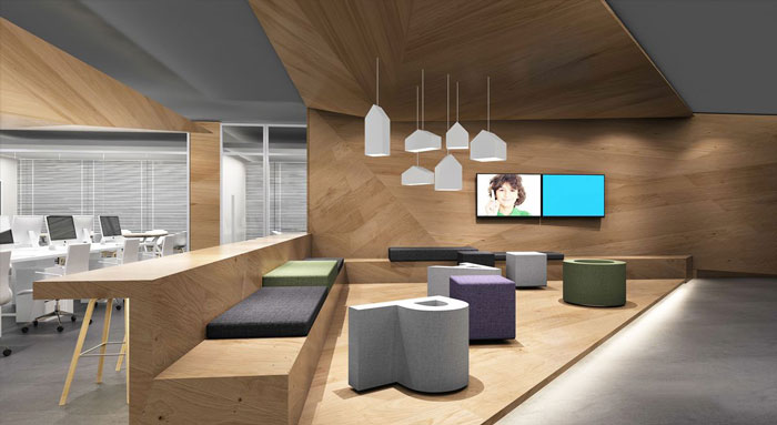 320平方小型辦公室接待區(qū)域裝修設(shè)計(jì)案例效果圖