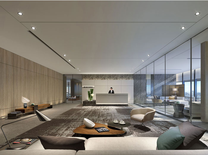 1410平方大型創(chuàng)意辦公室前臺(tái)裝修設(shè)計(jì)案例效果圖