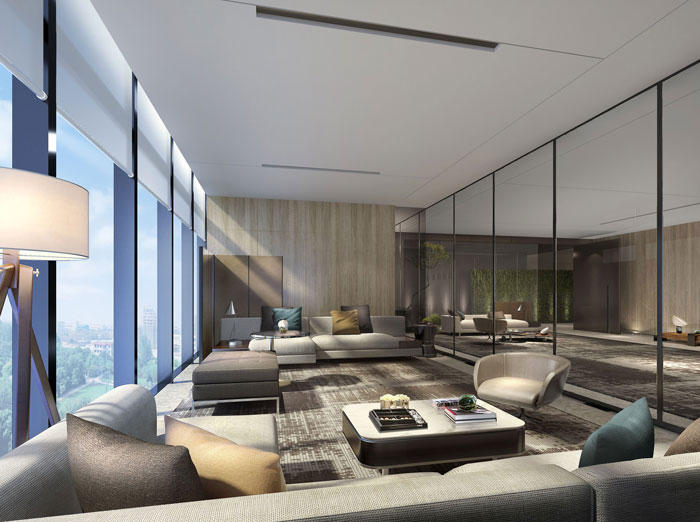 1410平方大型創(chuàng)意辦公室前臺(tái)接待裝修設(shè)計(jì)案例效果圖