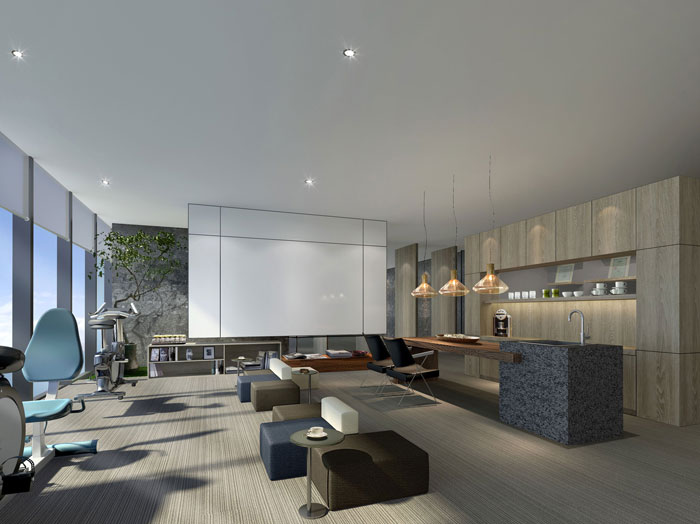 1420平方現(xiàn)代簡約辦公室茶水間裝修設(shè)計案例效果圖