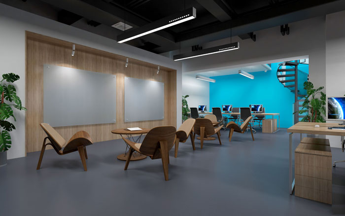 920平方中大型辦公室進門區(qū)域裝修設計案例效果圖