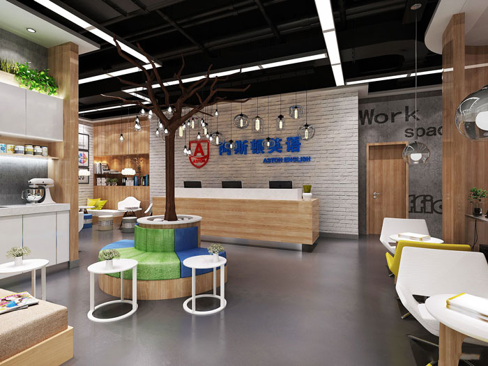640平方中型辦公室前臺(tái)裝修設(shè)計(jì)案例效果圖