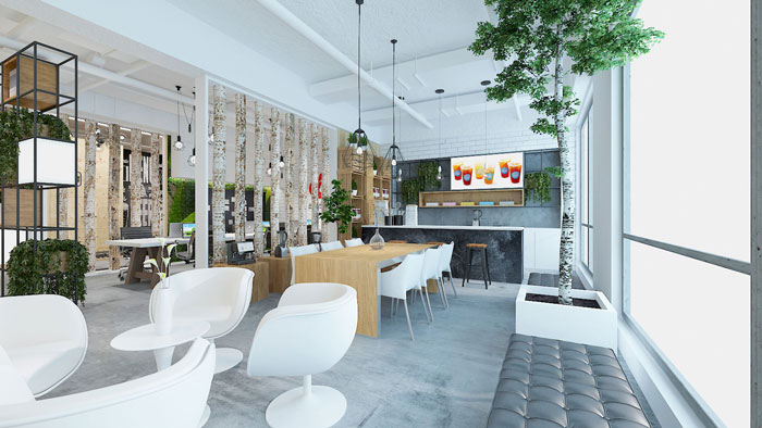 450平方電子商務(wù)辦公室茶水間裝修設(shè)計案例效果圖