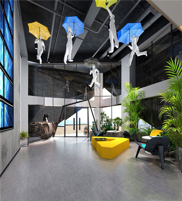 1286平方大型辦公室前臺裝修設(shè)計(jì)案例效果圖