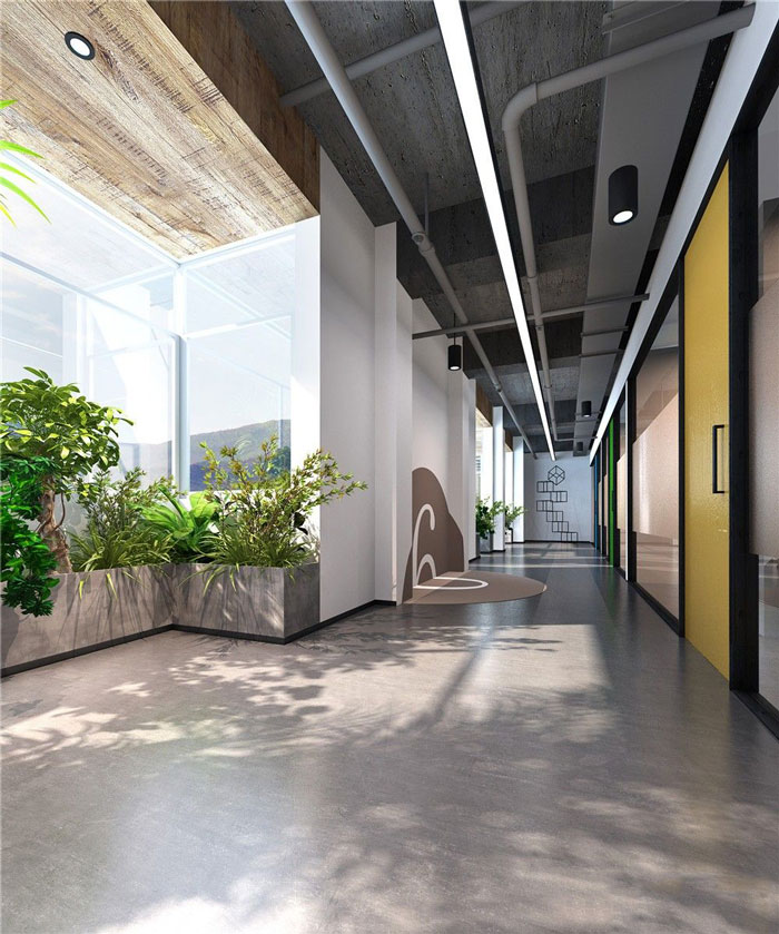 1286平方大型辦公室過道裝修設(shè)計(jì)案例效果圖