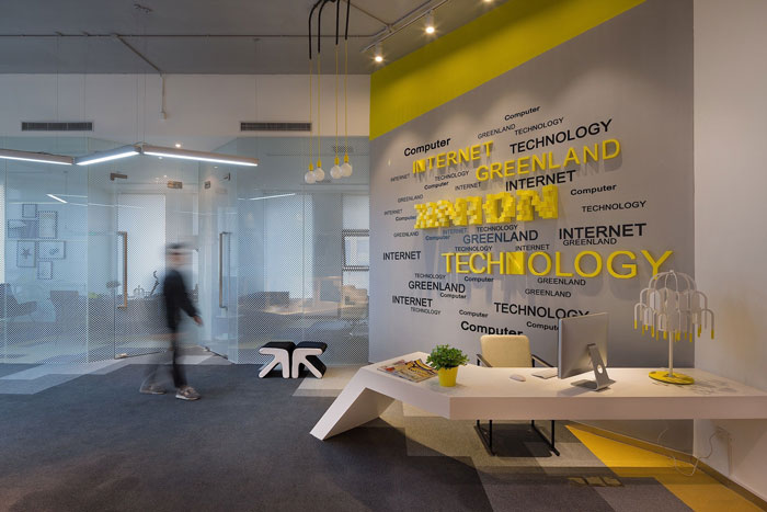 605平方中型辦公室前臺裝修設(shè)計案例效果圖