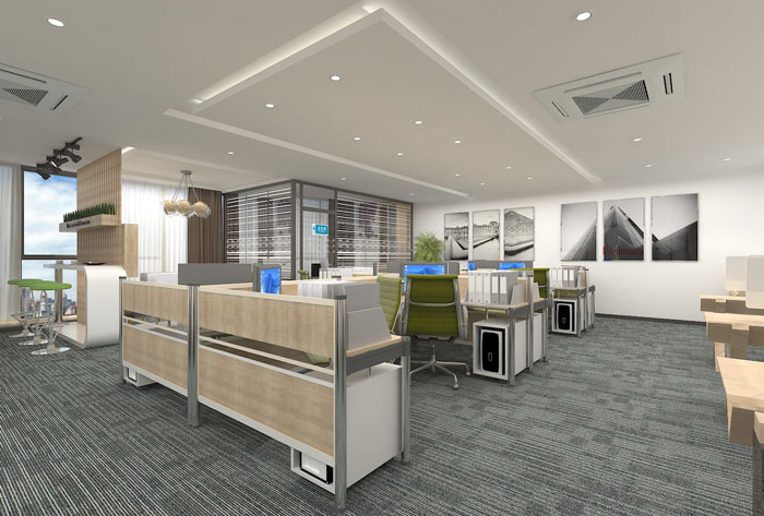 270平方現(xiàn)代簡約辦公室辦公區(qū)域裝修設計案例效果圖