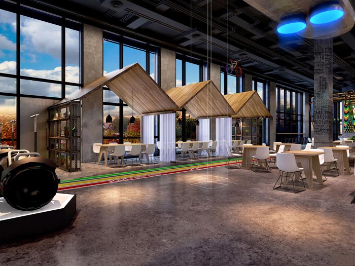 2200平方廠房辦公室大廳裝修設計案例效果圖