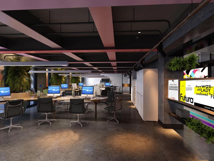 2200平方廠房辦公室辦公區(qū)域裝修設計案例效果圖