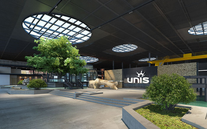 1700平方工業(yè)風辦公室大廳裝修設計案例效果圖