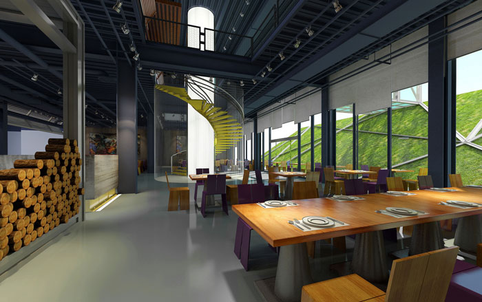 1700平方工業(yè)風辦公室茶水間裝修設計案例效果圖