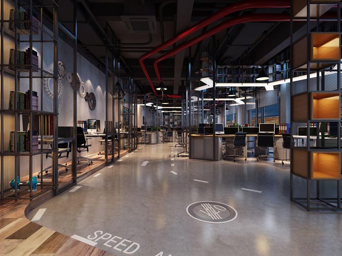 700平方工業(yè)風(fēng)辦公室辦公區(qū)域裝修設(shè)計案例效果圖