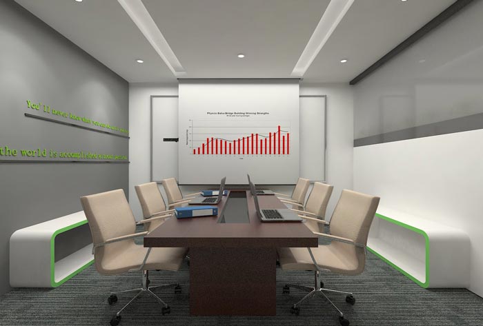 260平方創(chuàng)業(yè)公司辦公室會議室裝修設(shè)計案例效果圖