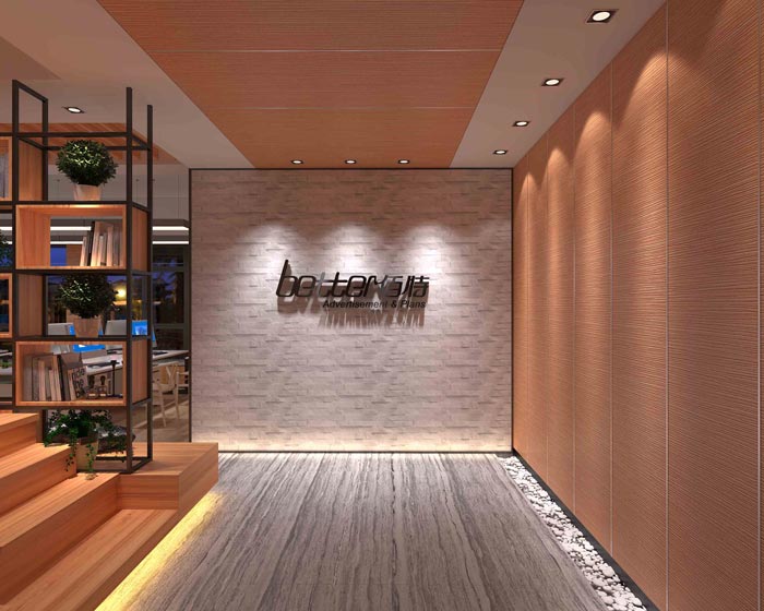 330平方創(chuàng)業(yè)公司辦公室前臺裝修設計案例效果圖