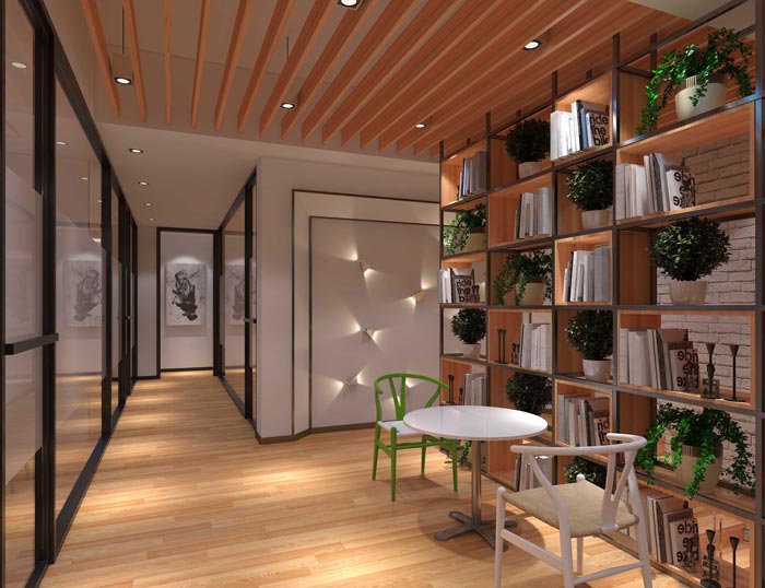330平方創(chuàng)業(yè)公司辦公室接待區(qū)域裝修設計案例效果圖