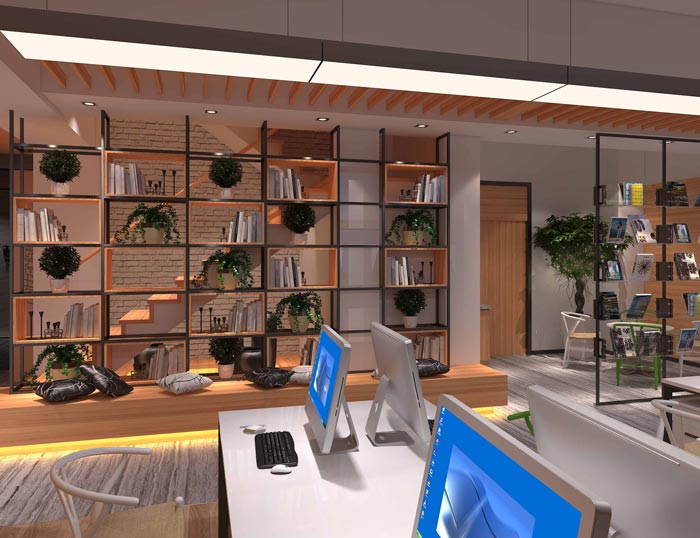 330平方創(chuàng)業(yè)公司辦公室展示區(qū)域裝修設計案例效果圖