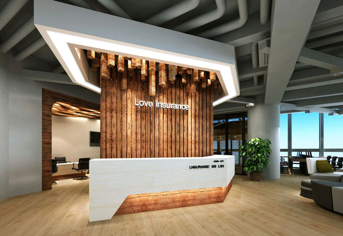 900平方金融公司辦公室前臺裝修設(shè)計案例效果圖