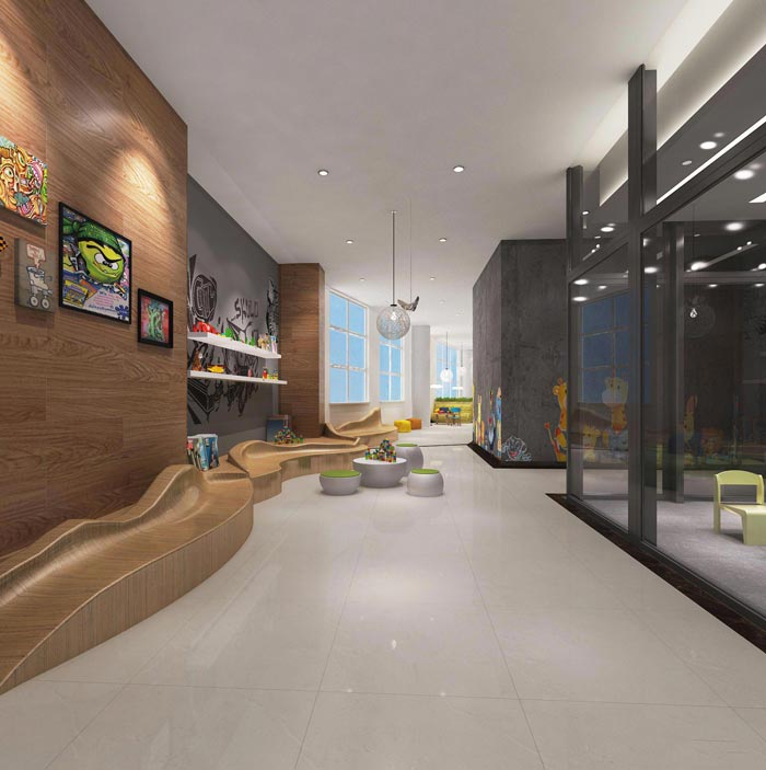 國際教育辦公室過道裝修設(shè)計(jì)案例效果圖