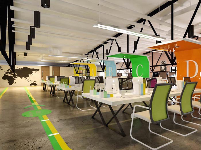 簡約時尚辦公室辦公區(qū)域裝修設(shè)計案例效果圖