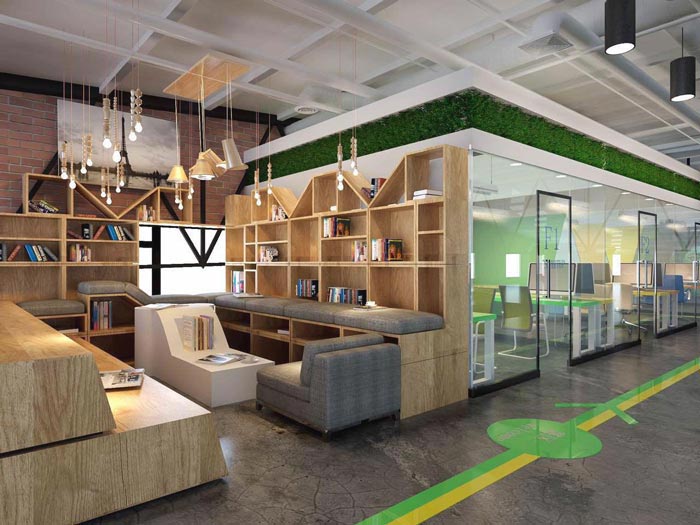 簡約時尚辦公室休息區(qū)域裝修設(shè)計案例效果圖