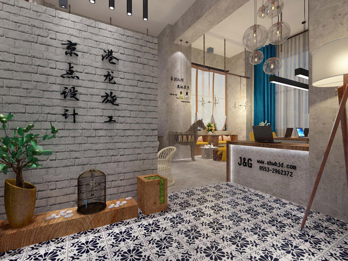 室內(nèi)設(shè)計(jì)工作室進(jìn)門(mén)區(qū)域裝修設(shè)計(jì)案例效果圖