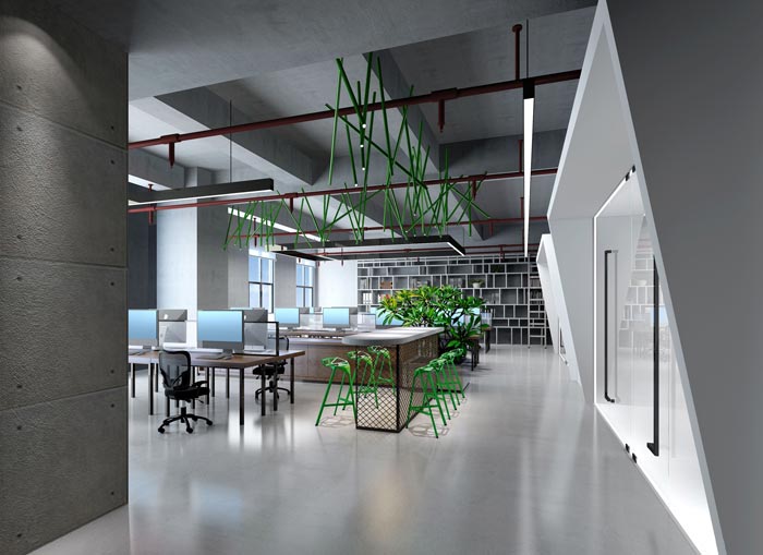 消費(fèi)金融公司辦公室辦公區(qū)域裝修設(shè)計案例效果圖