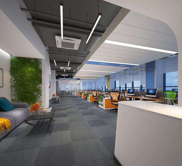 500平方金融公司辦公室辦公區(qū)域裝修設(shè)計案例效果圖