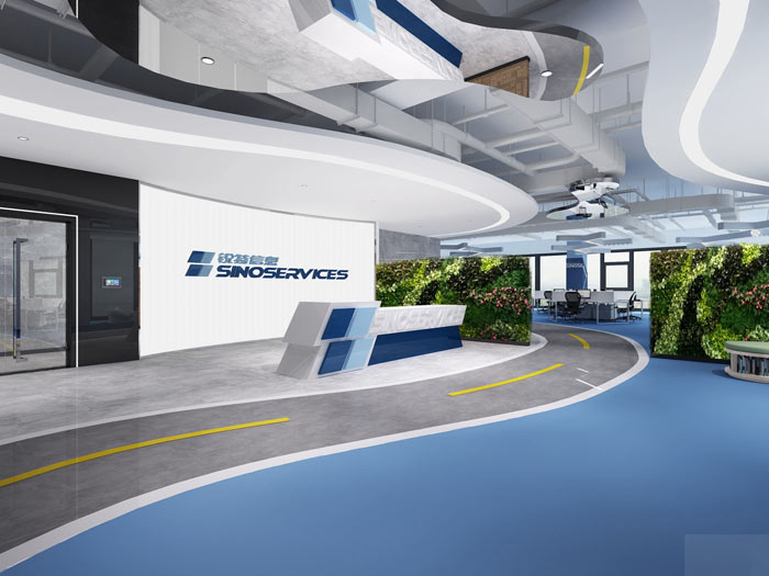 信息科技公司辦公室前臺(tái)軟裝設(shè)計(jì)方案效果圖