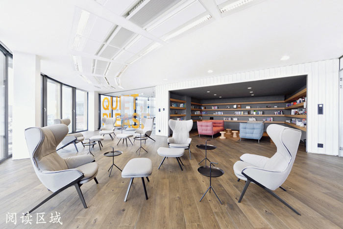 外貿電子商務公司辦公室閱讀區(qū)域裝修設計案例效果圖