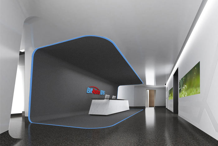 汽車互聯(lián)網(wǎng)公司辦公室前臺(tái)裝修設(shè)計(jì)案例效果圖