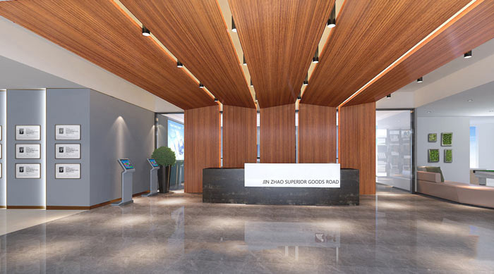 廣告?zhèn)髅焦巨k公室前臺(tái)裝修設(shè)計(jì)案例效果圖