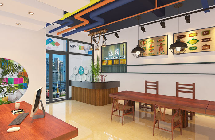 小型廣告工作室前臺(tái)裝修設(shè)計(jì)案例效果圖