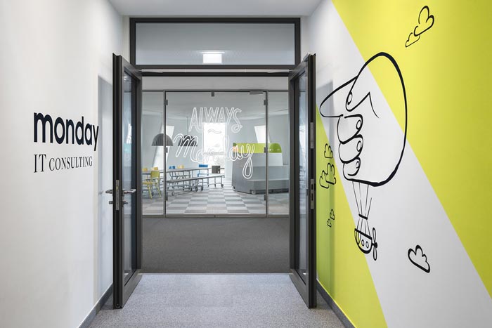 IT咨詢(xún)公司辦公室進(jìn)門(mén)區(qū)域裝修設(shè)計(jì)案例效果圖