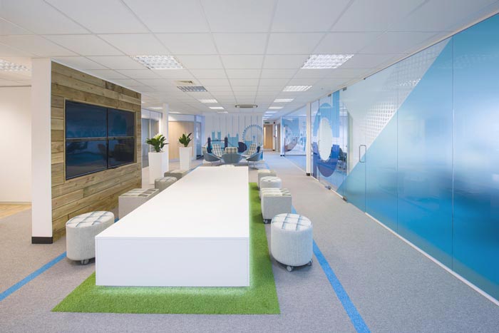 新能源科技公司辦公室接待區(qū)域裝修設計案例效果圖
