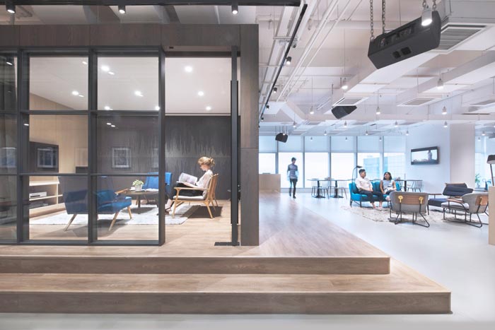 音樂傳媒公司辦公室大廳裝修設計案例效果圖