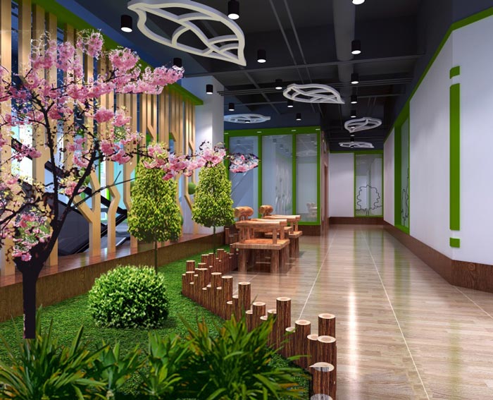 中式自然風(fēng)格辦公室過道裝修設(shè)計(jì)案例效果圖